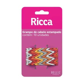 Grampo De Cabelo Estampado Ricca Style Étnico C/10Un Cód.1030