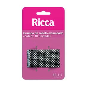 Grampo De Cabelo Estampado Ricca Style Poir C/10Un Cód.1029