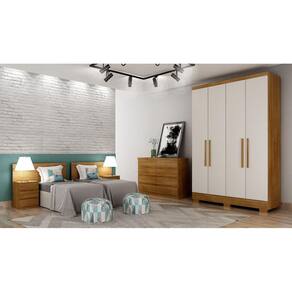 Guarda Roupa Solteiro com Pés 4 Portas 2 Gavetas - Veneza-Cumaru/Fendi - Móveis Novo Horizonte