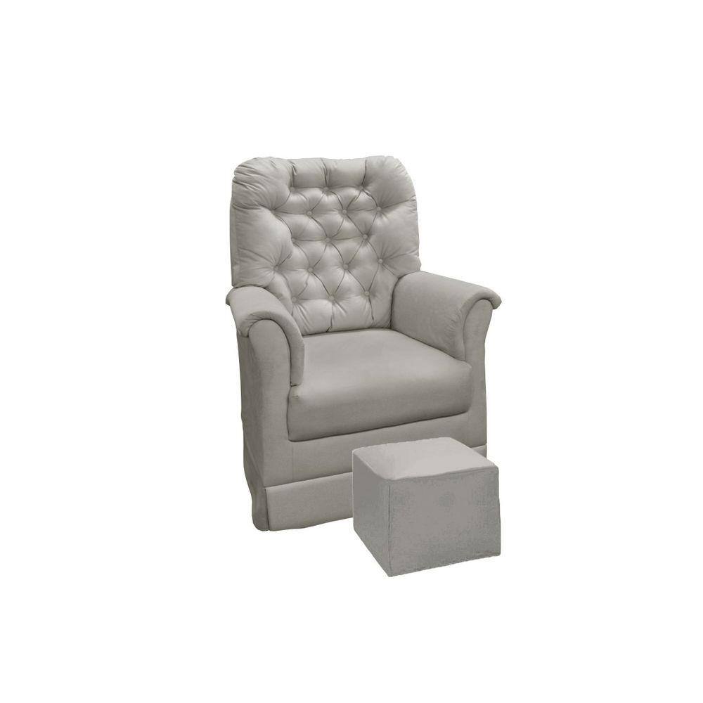 Poltrona Balanço de Amamentação Com Puff Reto Maternidade Agatha Suede Cz - Phoenix Baby
