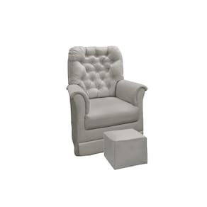 Poltrona Balanço de Amamentação Com Puff Reto Maternidade Agatha Suede Cz - Phoenix Baby