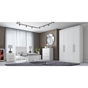 Guarda Roupa Solteiro 4 Portas 3 Gavetas - Sevilha-Branco - Móveis Novo Horizonte