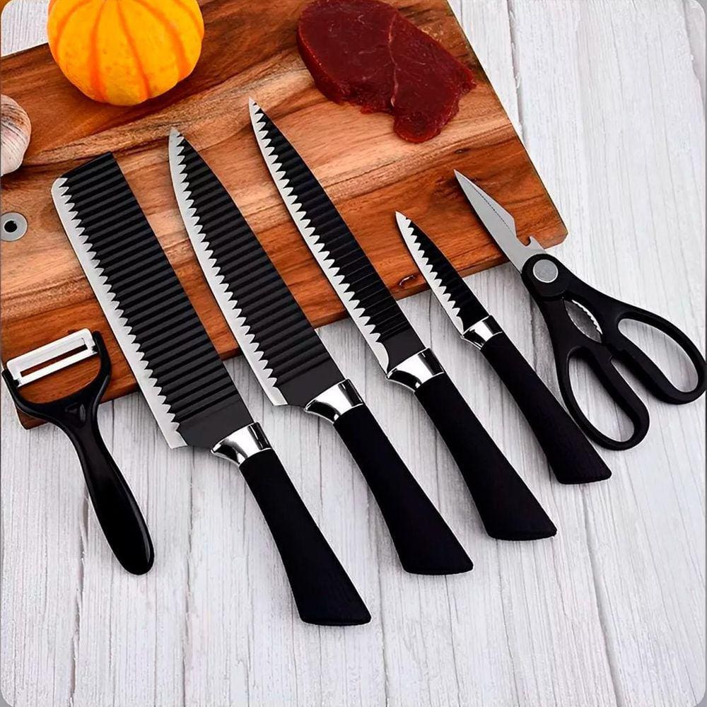 Kit Facas Inox Antiaderente 6 Peças Ergonômico