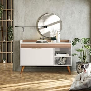 Aparador Demadero 1200 X 800 X 385 Off White Crist/ripado Madeira Off White Crist/ripado Madeira