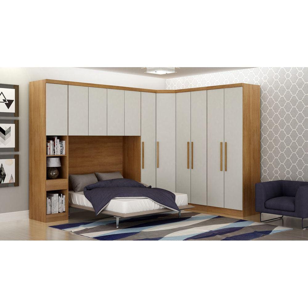 Modulado Completo Casal 6 Portas 6 Gavetas - Linea-Cumaru/Fendi - Móveis Novo Horizonte