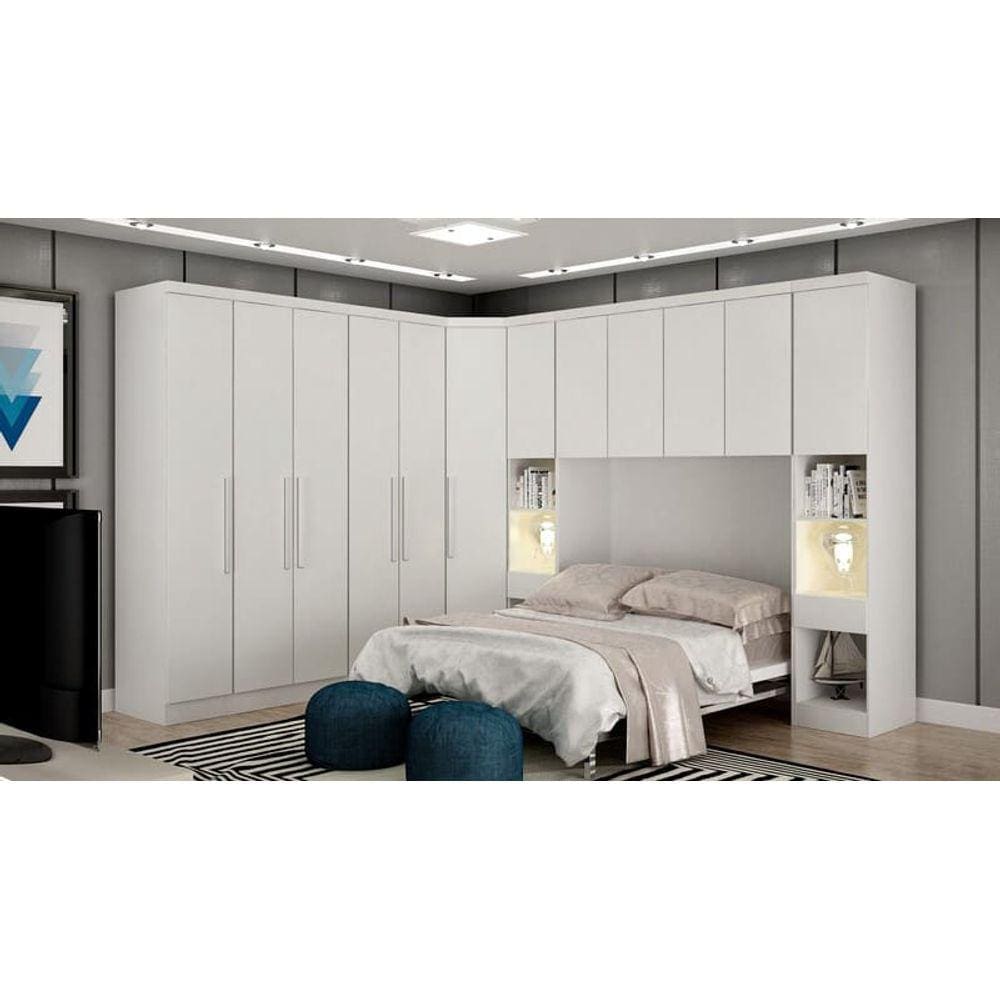 Modulado Casal Completo 6 Portas 8 Gavetas - Linea-Branco - Móveis Novo Horizonte