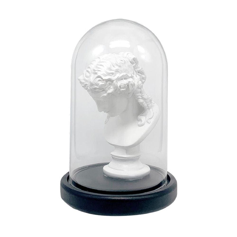 Escultura Romana na Cúpula de Vidro Branco 22cm AD2001 BTC