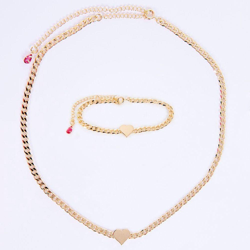 Conjunto Colar e Pulseira Coração