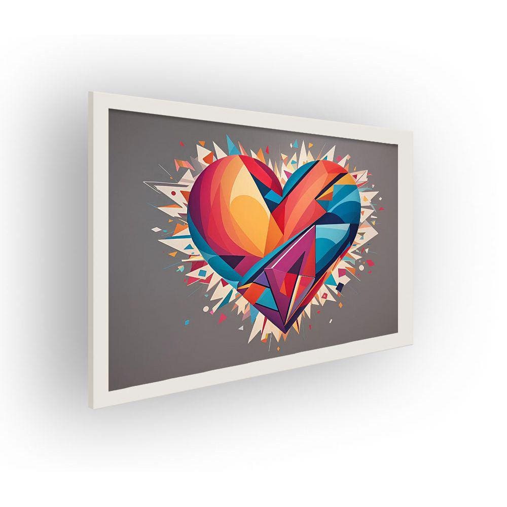 Quadro Decorativo MDF 20x28 c/ Moldura Coração Geométrico
