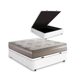 Cama Box Baú + Colchão de Casal D33 Millenium One Face 138x188x49cm Branco - Suporta até 120kg por pessoa