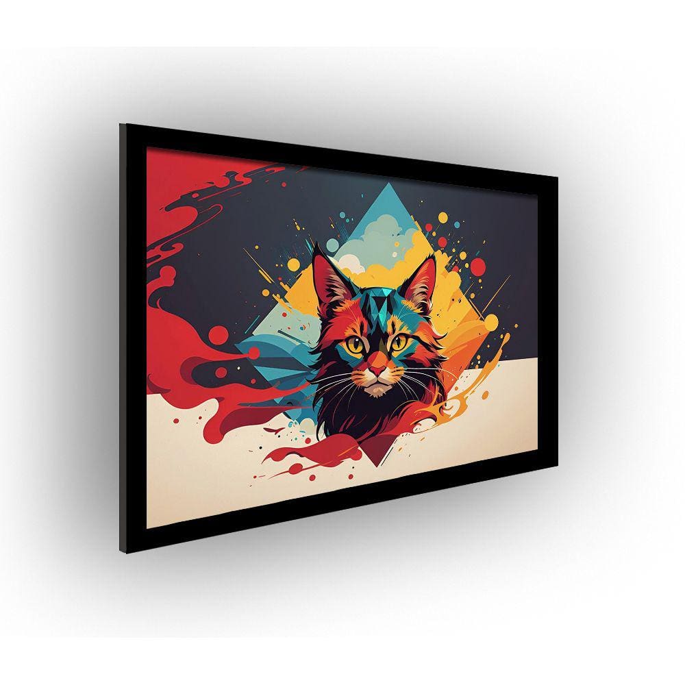 Quadro Decorativo MDF 20x28 c/ Moldura Color Splash Cat