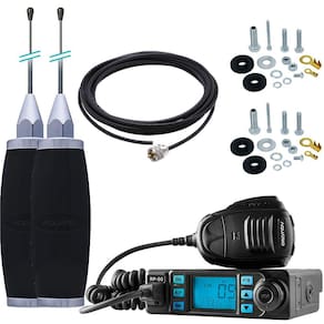 Rádio Px 80 Canais 2 Antena Maria Mole Inox 2,70m Cabo 5,5m Parafusos Fixação Anti-furto