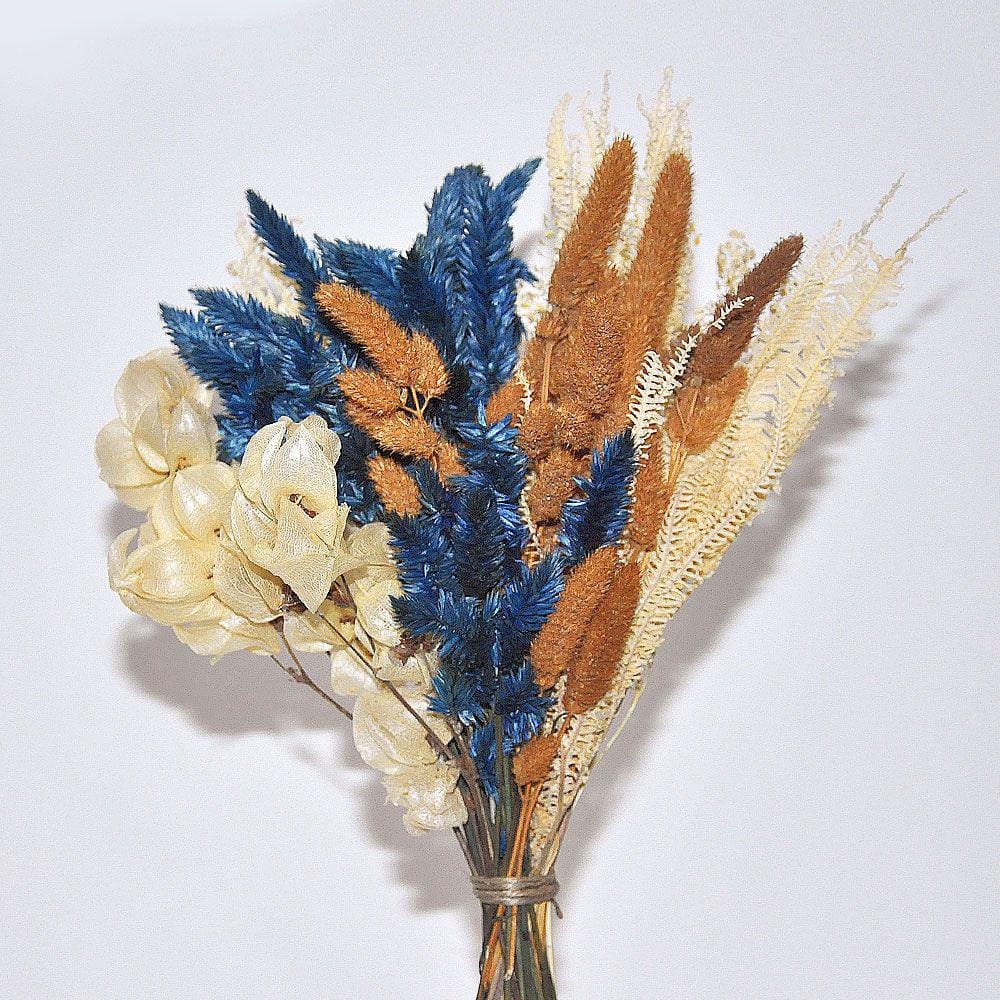 Buquê de flores desidratadas flores rabo de gato azul
