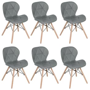 Kit 6 cadeiras estofadas Charles Eames Eiffel Slim Wood confort