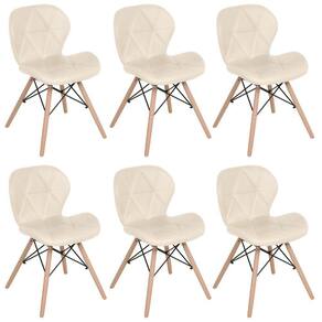 Kit 6 cadeiras estofadas Charles Eames Eiffel Slim Wood confort