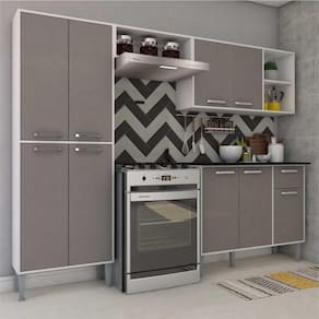Cozinha Compacta Multimóveis Coimbra Fgl2840 Com Armário E Balcão Branca/lacca Fumê