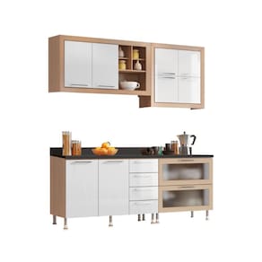 Cozinha Ditália Aspen com tampos Carv/Branco A58