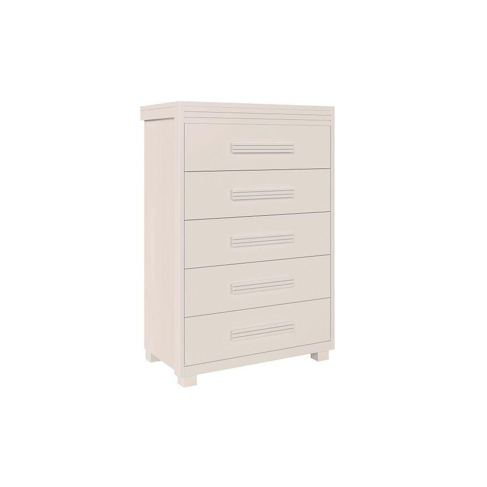 Cômoda Paris 5 Gavetas Mdf Com Pés De Madeira Camas Fenix
