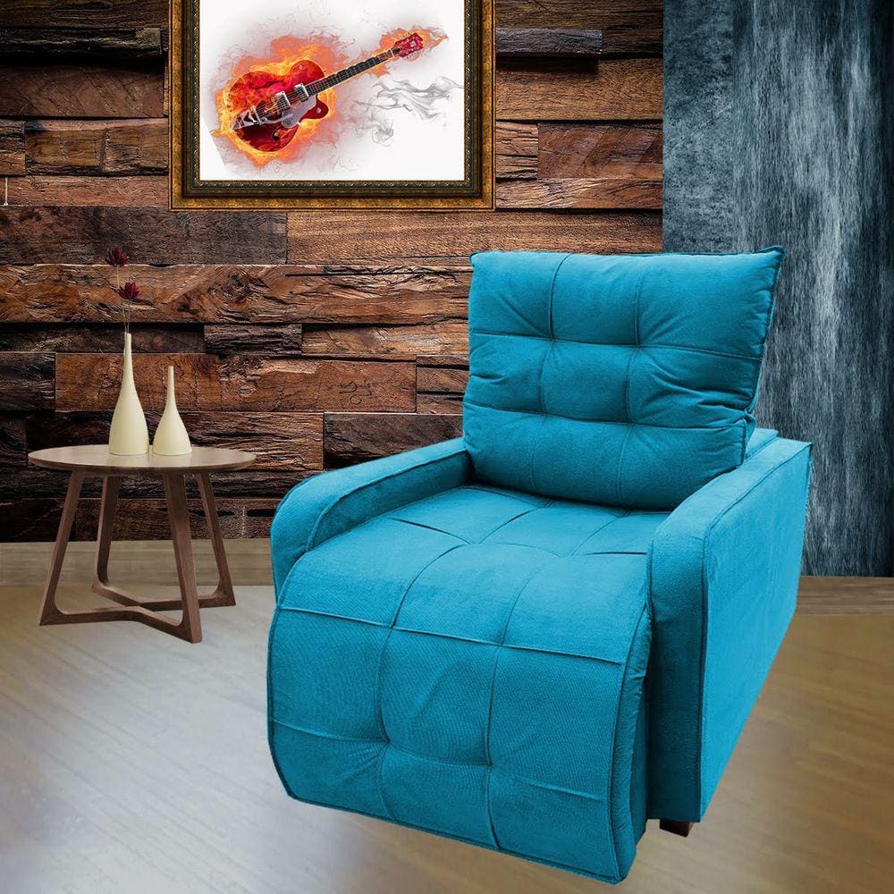 Poltrona Reclinável Sala Quarto Amamentação Azera Turquesa