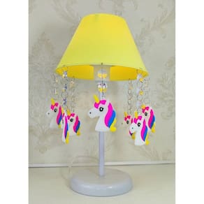 Abajur Unicórnio Amarelo 30cm - Artesanal e Moderno