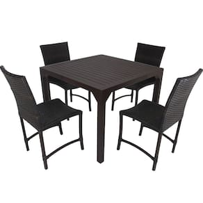 Conjunto de 4 Cadeiras e Mesa Quadrada 100x100 com Tampo Ripado em Alumínio - Área, Cozinha Trama