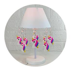 Abajur Unicórnio Branco 30cm - Decoração Quarto Crianças