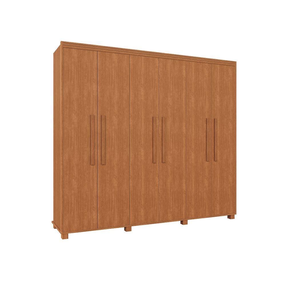 Guarda Roupa Casal  Madri 6 Portas Pés Madeira Camas Fênix