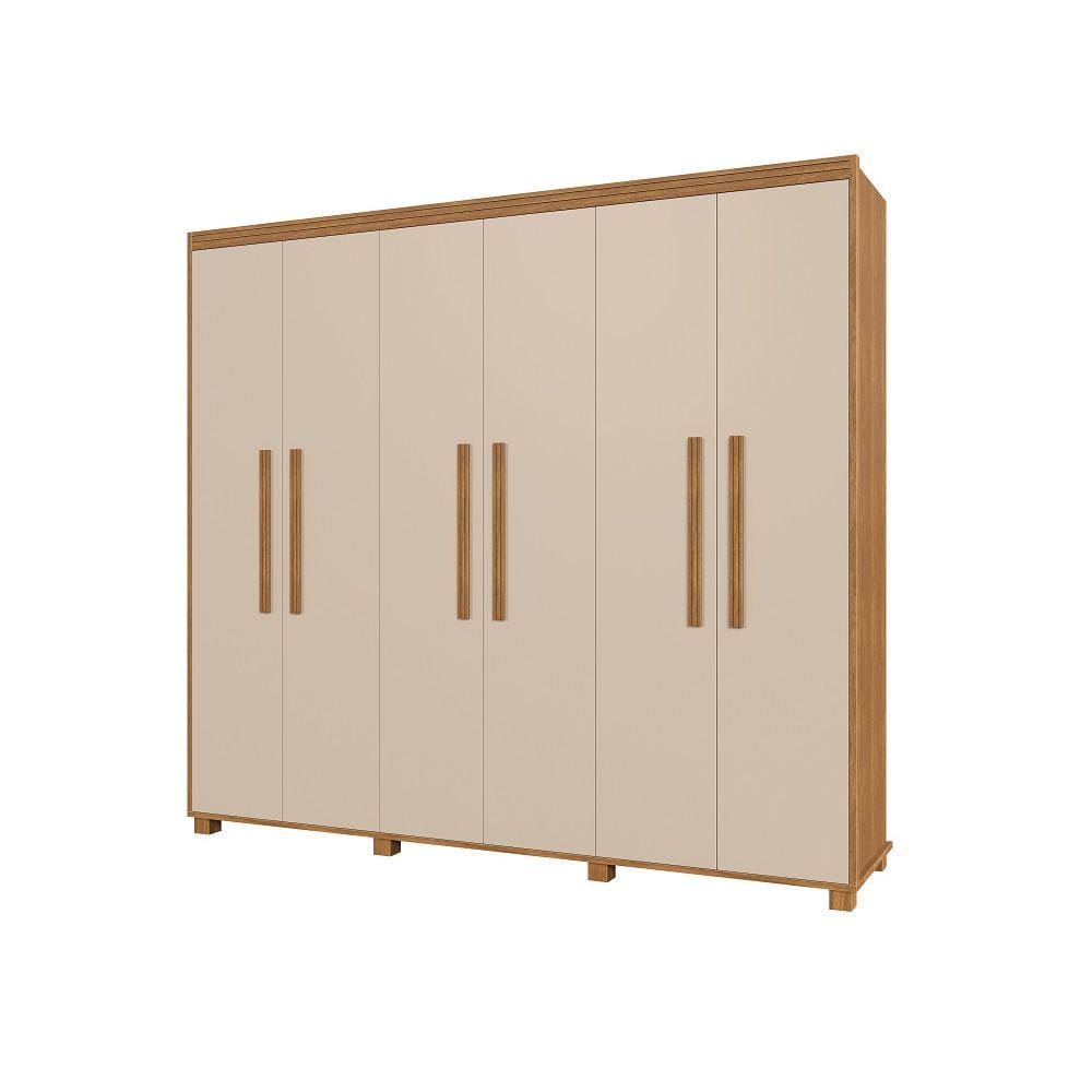 Guarda Roupa Casal  Viena 100% MDF Pés Madeira Camas Fênix