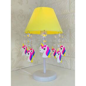 Abajur Unicórnio Amarelo - Acrílico - Pingentes - 30cm