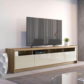 Rack para Tv até 75 Polegadas 3 Portas Oslo 2.2 Off White Gloss/Freijó