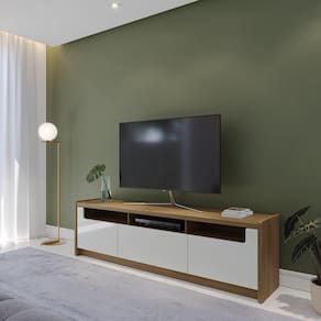 Rack para Tv até 75 Polegadas 3 Portas Oslo 1.8 Off White Gloss/Freijó
