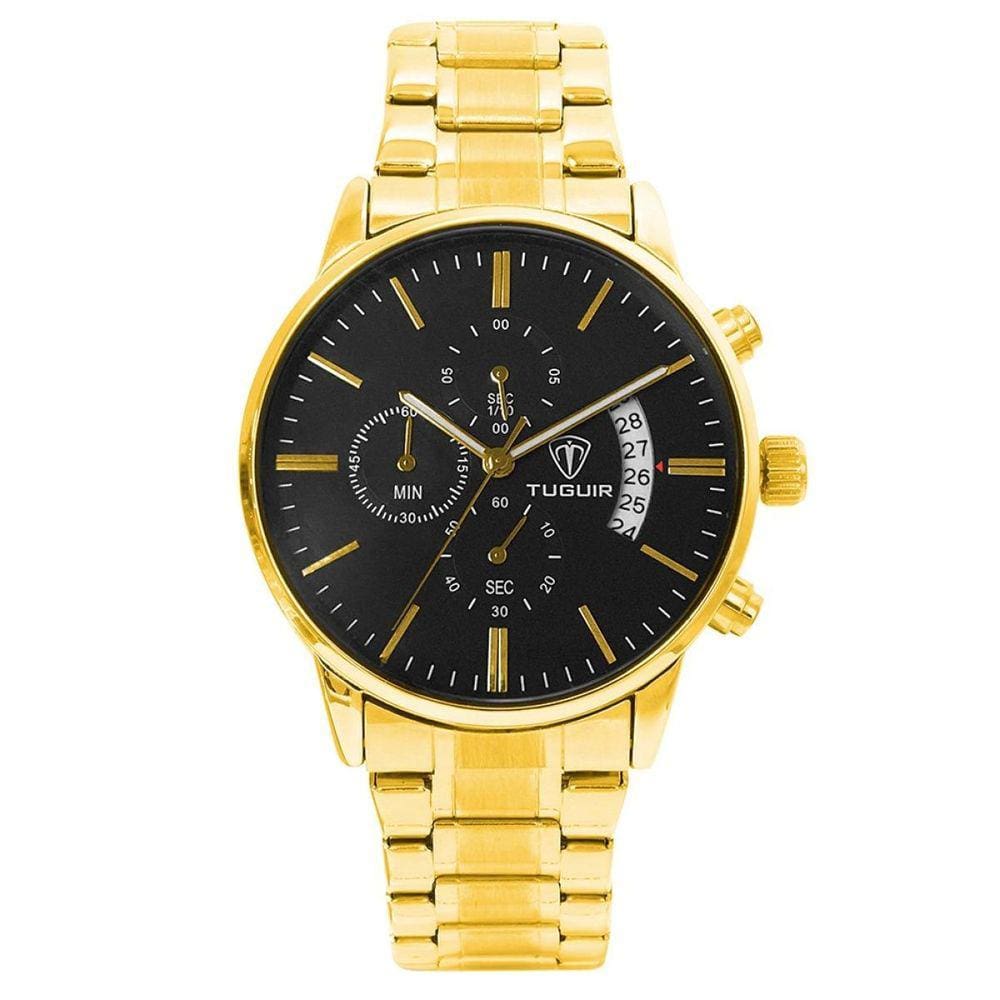 Relógio Masculino Tuguir Cronógrafo Dourado TG3150