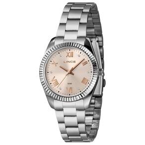 Relógio Lince Feminino 36mm Prateado com Mostrador Rosa