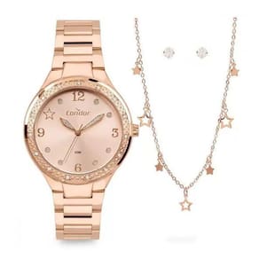 Relógio Condor Feminino Kit - Rosé com Pedras