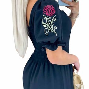 Vestido Longo Três Maria Manga Bordada G2 veste até 50