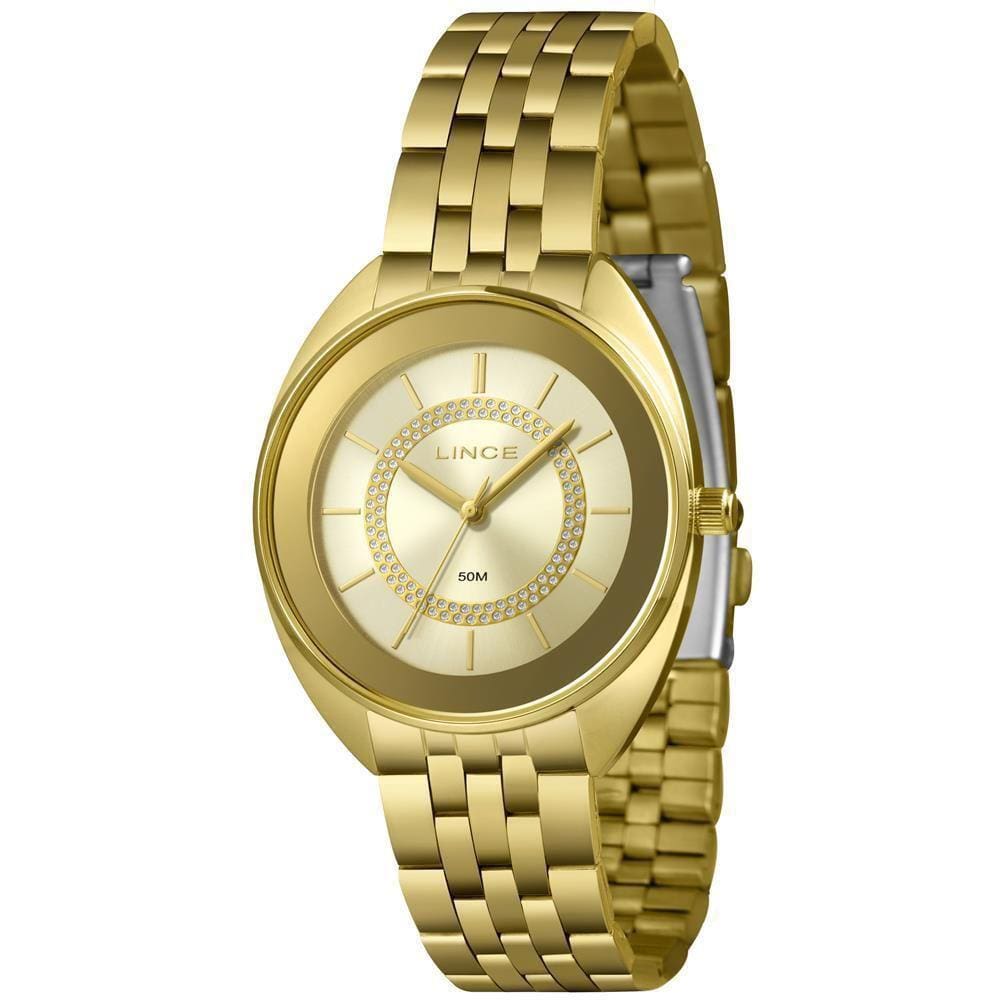 Relógio Lince Feminino Aço Dourado 38mm 50m