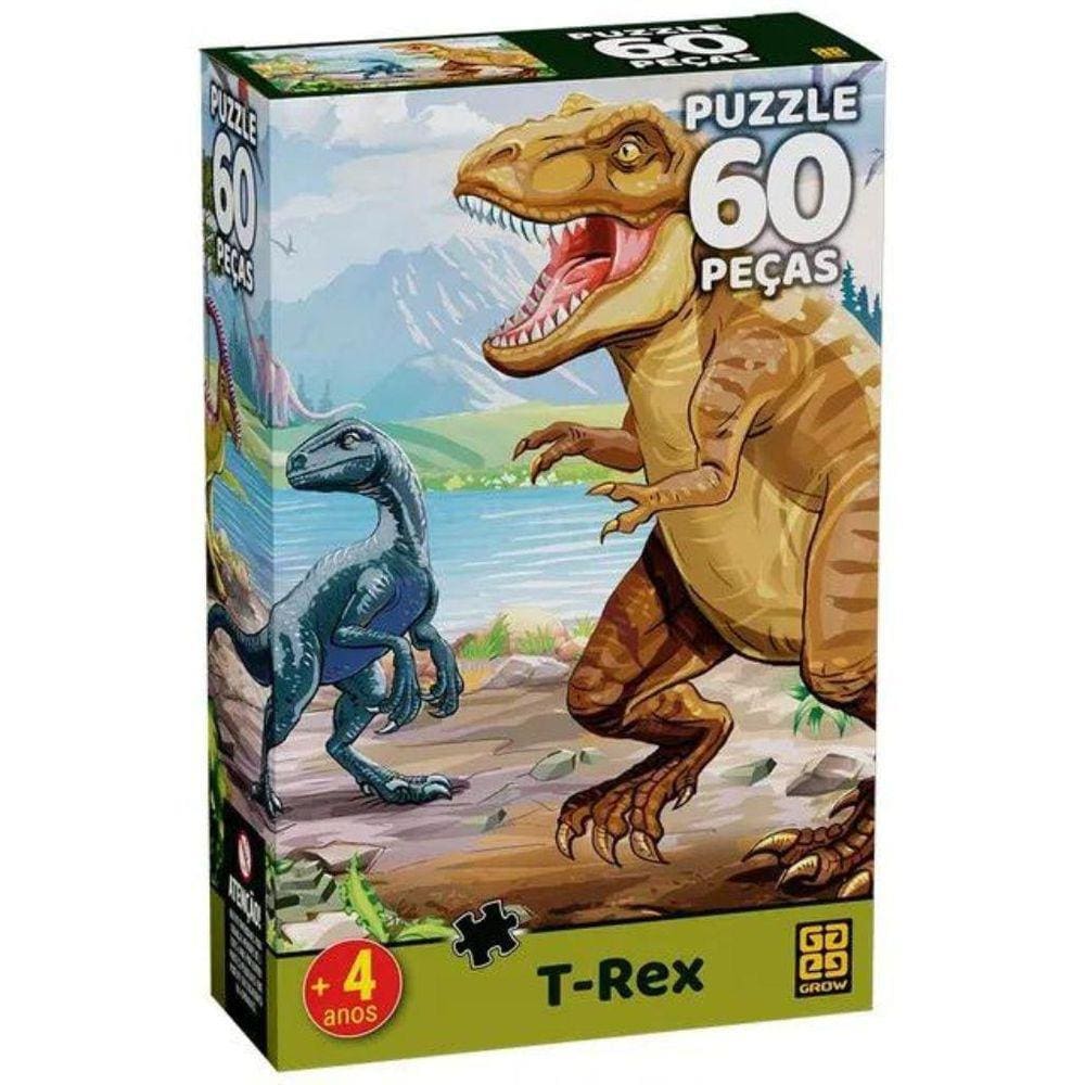 Puzzle Quebra Cabeça Infantil T-Rex Com 60 Peças 04430 Grow