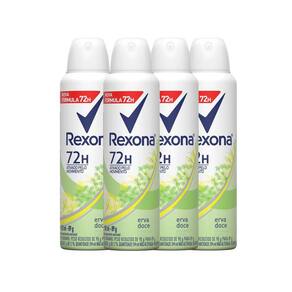 Kit Desodorante Aerosol Rexona Erva Doce Feminino 150ml - 4 Unidades