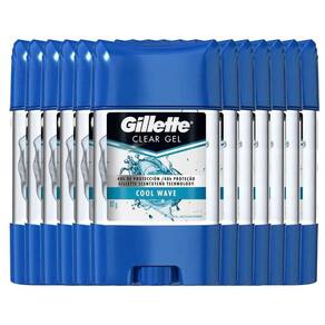 Kit Desodorante Gillette Clear Gel Cool Wave 82g - 12 Unidades