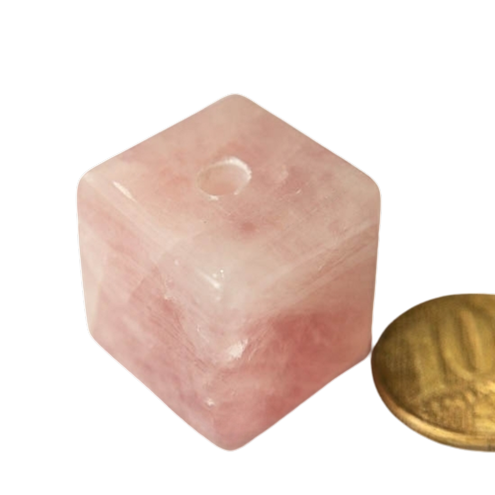 Colar Pedra Cubo Quartzo Rosa Difusor Aromaterapia Ranhurado