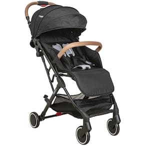 Carrinho Bebê Kiddo Sprint Berço Passeio Fecha Uma Mão Capota Retrátil FPS 50+ Reclinável Leve Compacto Dobrável Para Viagem 0 a 15 Kg Preto com Cinza