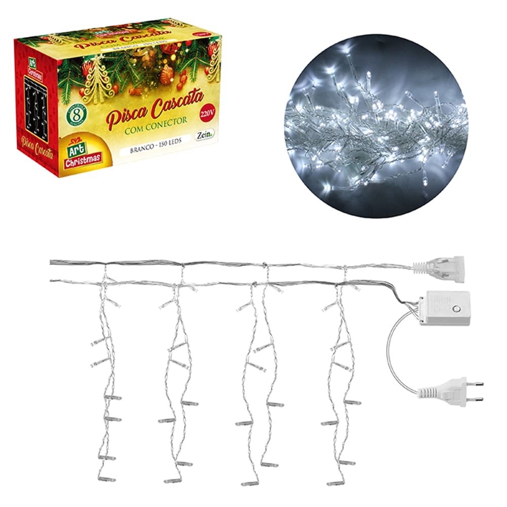 Pisca Cascata 150 Led 4,75M Branco 220V