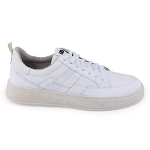 Sapatênis Masculino Democrata 122116 couro Denim Bold Branco