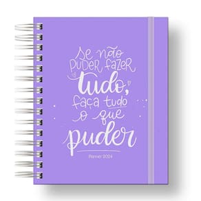 Planner 2024 Coleção Flores e Frases/Organizador anual 210Paginas Capa Dura Roxo