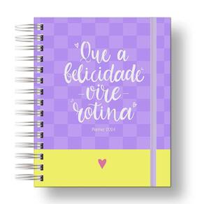 Planner 2024 Coleção Flores e Frases/Organizador anual 210Paginas Capa Dura roxo Xadrez Frase