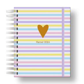 Planner 2024 Coleção Flores e Frases/Organizador anual 210Paginas Capa Dura Listra Cores
