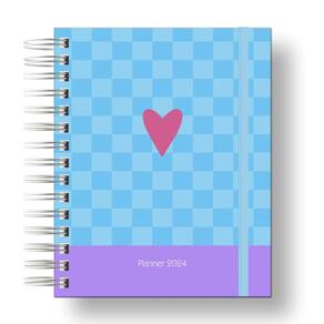 Planner 2024 Coleção Flores e Frases/Organizador anual 210Paginas Capa Dura/ Xadrez Caração Azul