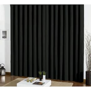 Cortina Blackout 4,00 X 2,50 Trilho Suiço Em Tecido Preta