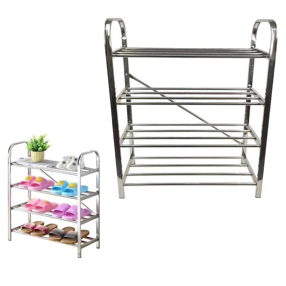 Sapateira Prateleira Inox 4 Andares Organizador Multiuso Sapato Calçado Tenis Casa Sala Corredor