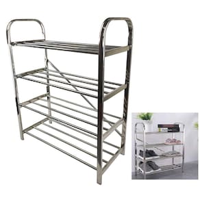 Sapateira Prateleira Inox 4 Andares 12 Pares Organizador Calçado Sapato Tenis Multiuso